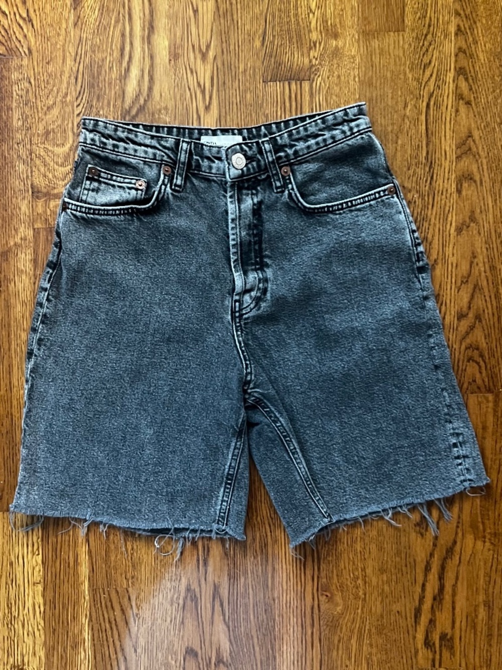 Zara Black Denim Mom Fit Shorts